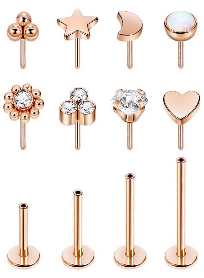 أقراط NICEIGHT 16G 18G 20G مصنوعة من الفولاذ المقاوم للصدأ 316L بدون خيوط، أقراط لابريت مونرو، أقراط غضروفية مسطحة الظهر، أقراط حلزونية، أقراط تراغوس، أقراط كونش ميدوسا، مجوهرات ثقب 16G R - Image 1